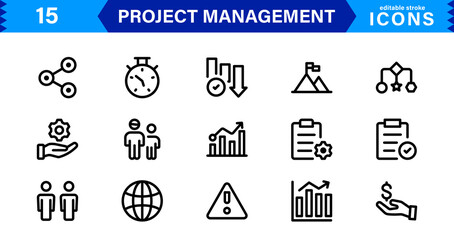 Project Management Icon Set - High-Quality Graphics for Agile, Scheduling, and Team Management