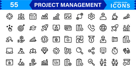 Project Management Icon Set - High-Quality Graphics for Agile, Scheduling, and Team Management