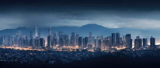 Obraz premium Evening Skyline Over Metropolis