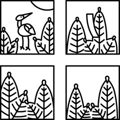 1月のミニ正方形花札アイコンセット