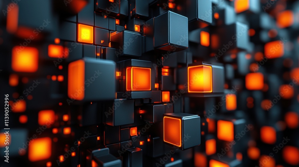 Poster abstract 3d rendering of a modern shape from cubes geometric background desig