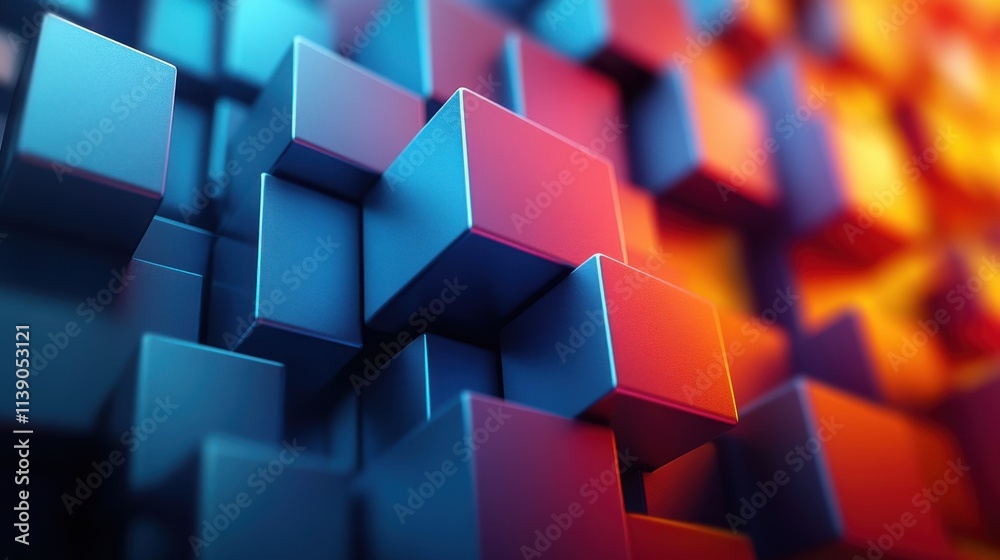 Poster abstract 3d rendering of a modern shape from cubes geometric background desig