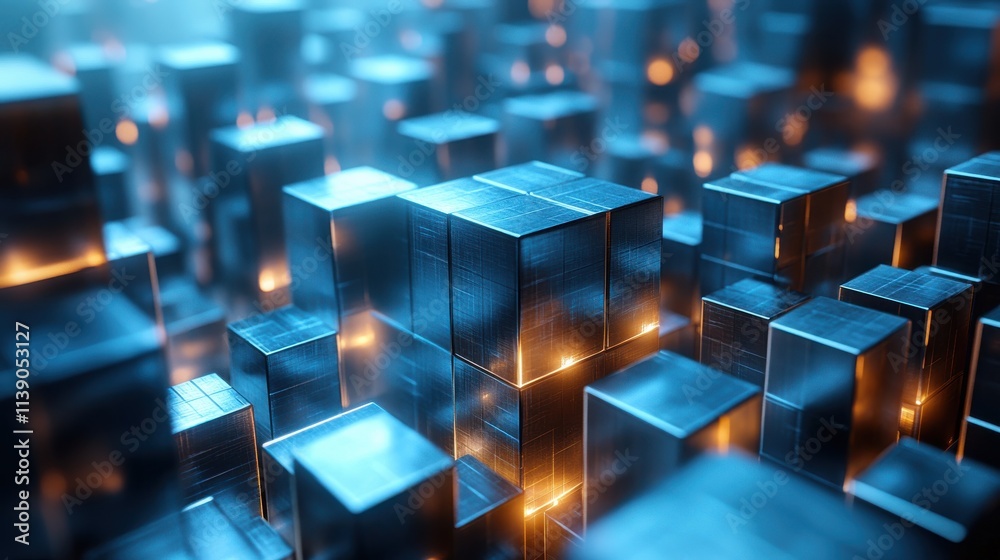 Poster abstract 3d rendering of a modern shape from cubes geometric background desig