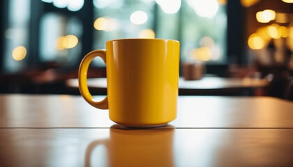 Blank yellow mug with space for logo.