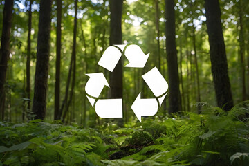 Recycling symbol on a green background representing sustainability and eco-friendliness