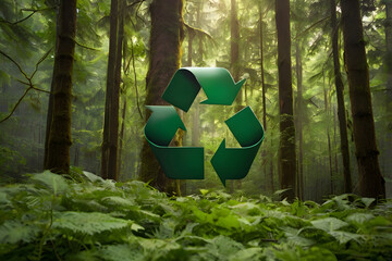 Recycling symbol on a green background representing sustainability and eco-friendliness
