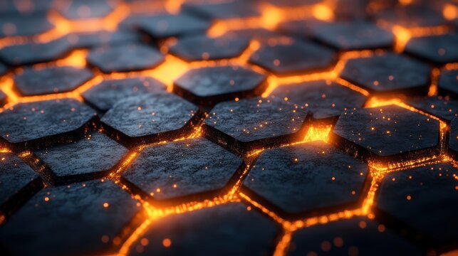 abstract 3d rendering of futuristic surface with hexago