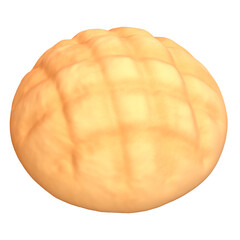 斜め上から見たメロンパンの3Dイラスト