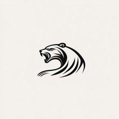 Roaring bear head profile in stylized, abstract design.
