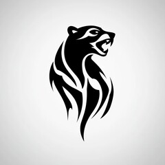 Fierce black bear tribal design, stylized animal head profile.