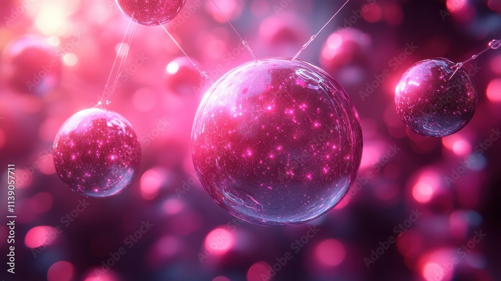 Poster abstract 3d rendering of modern background with spheres futuristic shape network concept design for 