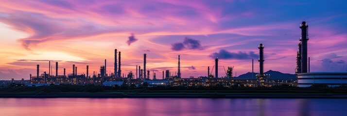 Industrial Silhouette Against Vibrant Sunset Sky