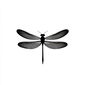 Black and white dragonfly illustration. (5)