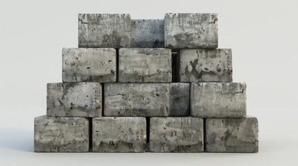Obraz premium Stacked Concrete Blocks on Plain Background