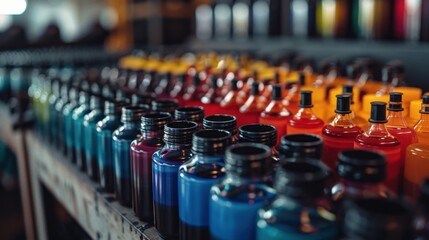 Fototapeta premium Printing Ink Factory: Specializes in producing inks for printing, offering a wide range of colors and formulations for newspapers, magazines, packaging, and more.