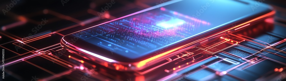 Leinwandbilder a futuristic phone with a holographic ai assistant projecting from the screen, minimalist design, pe