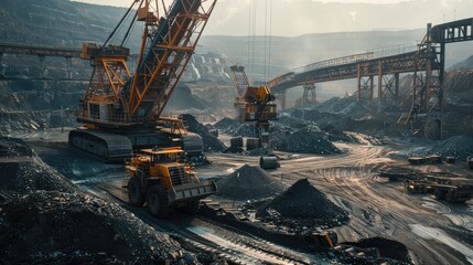 Heavy Machinery in an Industrial Mining Operation
