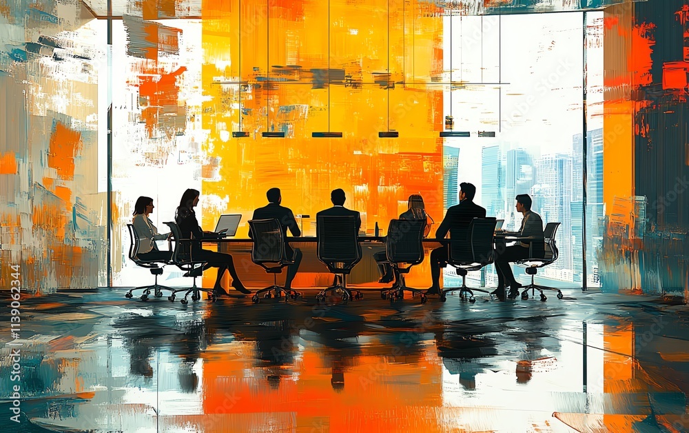Poster a group of business colleagues collaborating on a project in an office setting, teamwork concept, co
