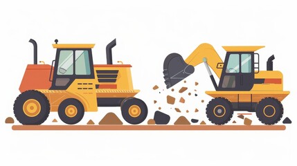Fototapeta premium Heavy Machinery Illustrations for Construction Projects