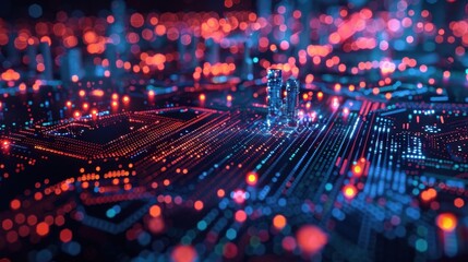 Obraz premium Telecommunications Hub: This facility centralizes network equipment to support telecom services, ensuring seamless data transfer and connectivity across systems.