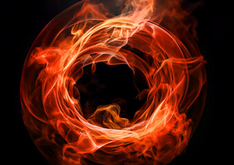 Abstract background of red and orange fire flames on a black background.