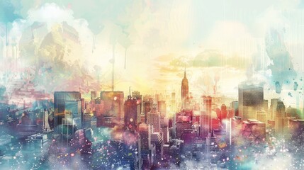 Fototapeta premium Vibrant Urban Cityscape at Sunset