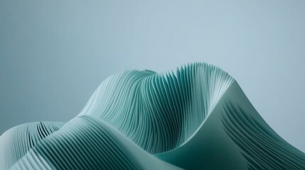 Elegant and Fluid Wave Patterns in Soft Mint Green Paper with Intricate Textures Against a Subtle Background for Modern Design Inspiration