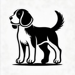 illustration of a dog, Beagle Begging silhouette vector black and white