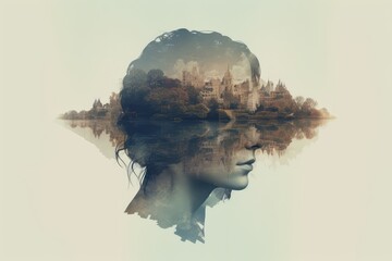 Serene Double Exposure Cityscape Portrait