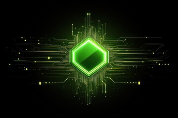 Obraz premium Futuristic Green Gem with Digital Circuit Background for Technology and Innovation Concepts