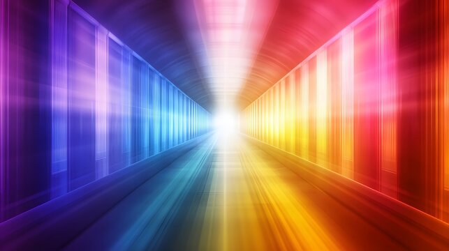 Vibrant Rainbow Tunnel Light Abstract Artwork