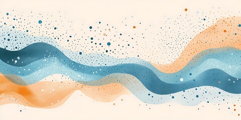 Abstract blue and orange wavy background with sparkles.