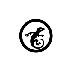 Simple black gecko icon in a circle. (2)