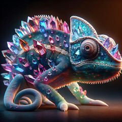 Obraz premium A fascinating chameleon showcasing vivid colors, unique eyes, camouflage ability, and agile movements.