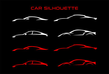 Sports car logo icon set. Motor vehicle silhouette emblems