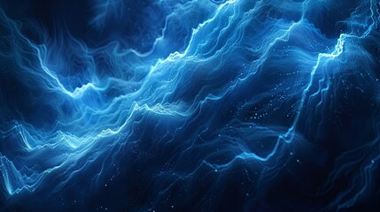 Abstract Blue Energy Waves Digital Art