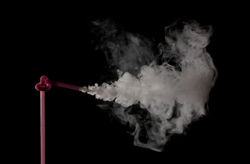 Plastic bio degradable straws with mist shooting from straws creating unique patterns
