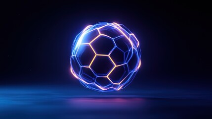 Fototapeta premium A glowing hexagonal sphere with neon light effects.