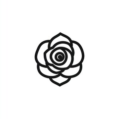 Simple line art black rose flower illustration.