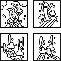 2月のミニ正方形花札アイコンセット