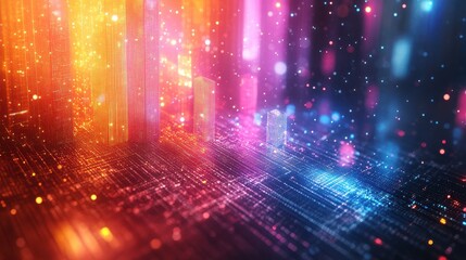 colorful wireframe 3d rende