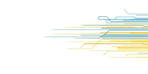 Abstract background with blue and yellow lines.