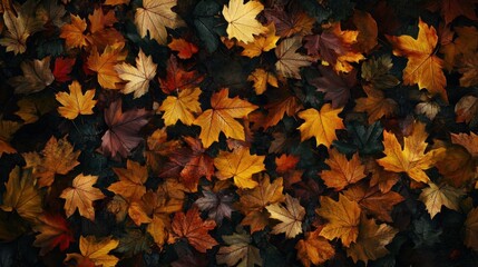 Fototapeta premium Autumn leaves blanket the ground in vibrant colors