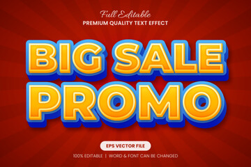 Fototapeta premium Big Sale Promo editable text effect, font graphic style in vibrant yellow, blue, and yellow tones. Premium quality design with a 3D style, perfect for promotions and marketing visuals