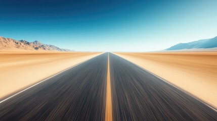 Naklejka premium Desert road journey through vast landscapes empty terrain aerial view scenic route adventure travel experience