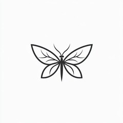 Minimalist line art butterfly with leaf wings.