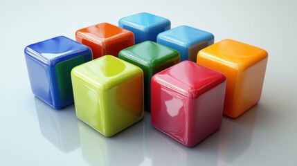 Fototapeta premium set of cubes in different colors 3d rende