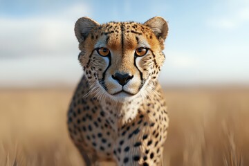 Cheetah running through savanna in dynamic motion nature scene vibrant environment wide-angle view