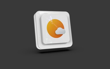 Meteo icon, 3d render of weather app on black background