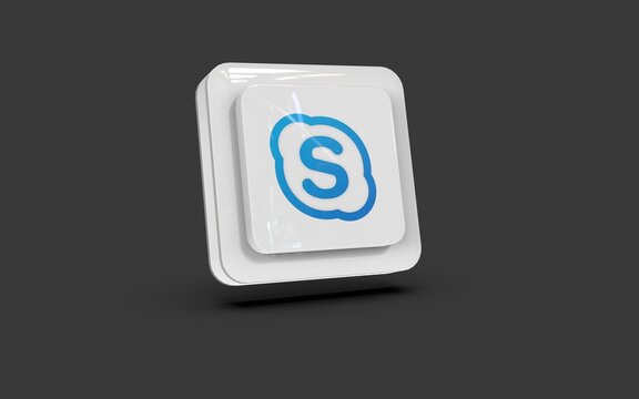 skype phone app button isolated, 3D Illustration,  Minimal icon in dark background